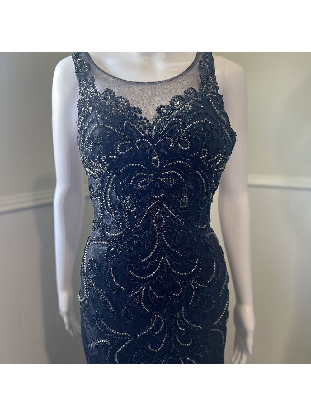Ed Young Prom Dress 7322 Black/Silver Size XS NWT